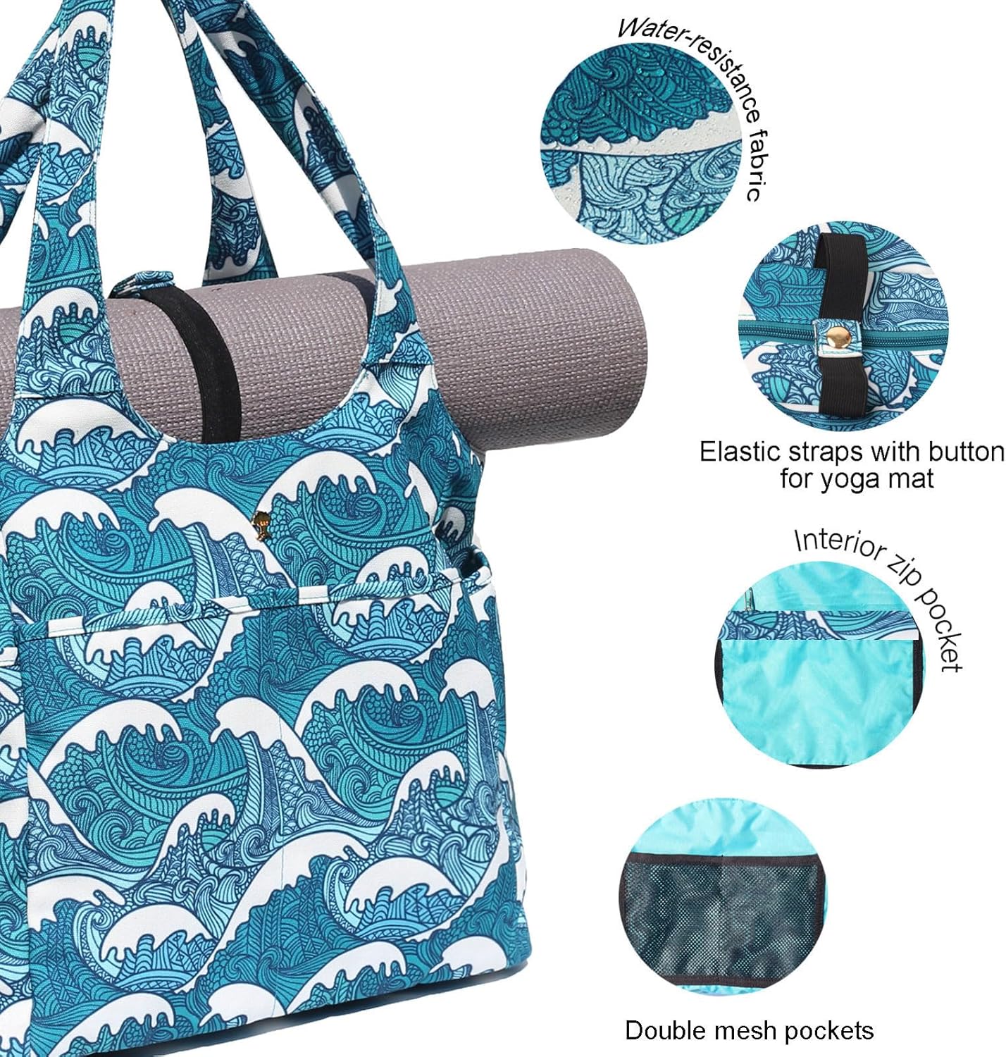 ESVAN Yoga Tote Bag Mat bag Women Shoulder Bags Carryall Tote for Travel Office Workout Gym Nurse Beach