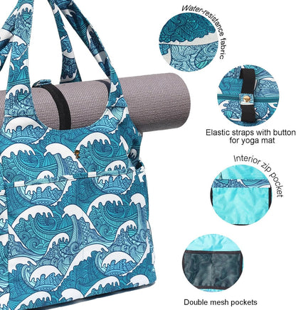 ESVAN Yoga Tote Bag Mat bag Women Shoulder Bags Carryall Tote for Travel Office Workout Gym Nurse Beach