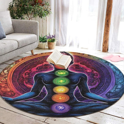 Home Decor Non Slip Kitchen Office Circle Rug, Machine Washable Modern Round Area Rug, Room Sofa Yoga Soft Round Carpet Purple Galaxy Trippy Space Astronaut Art, 36inch