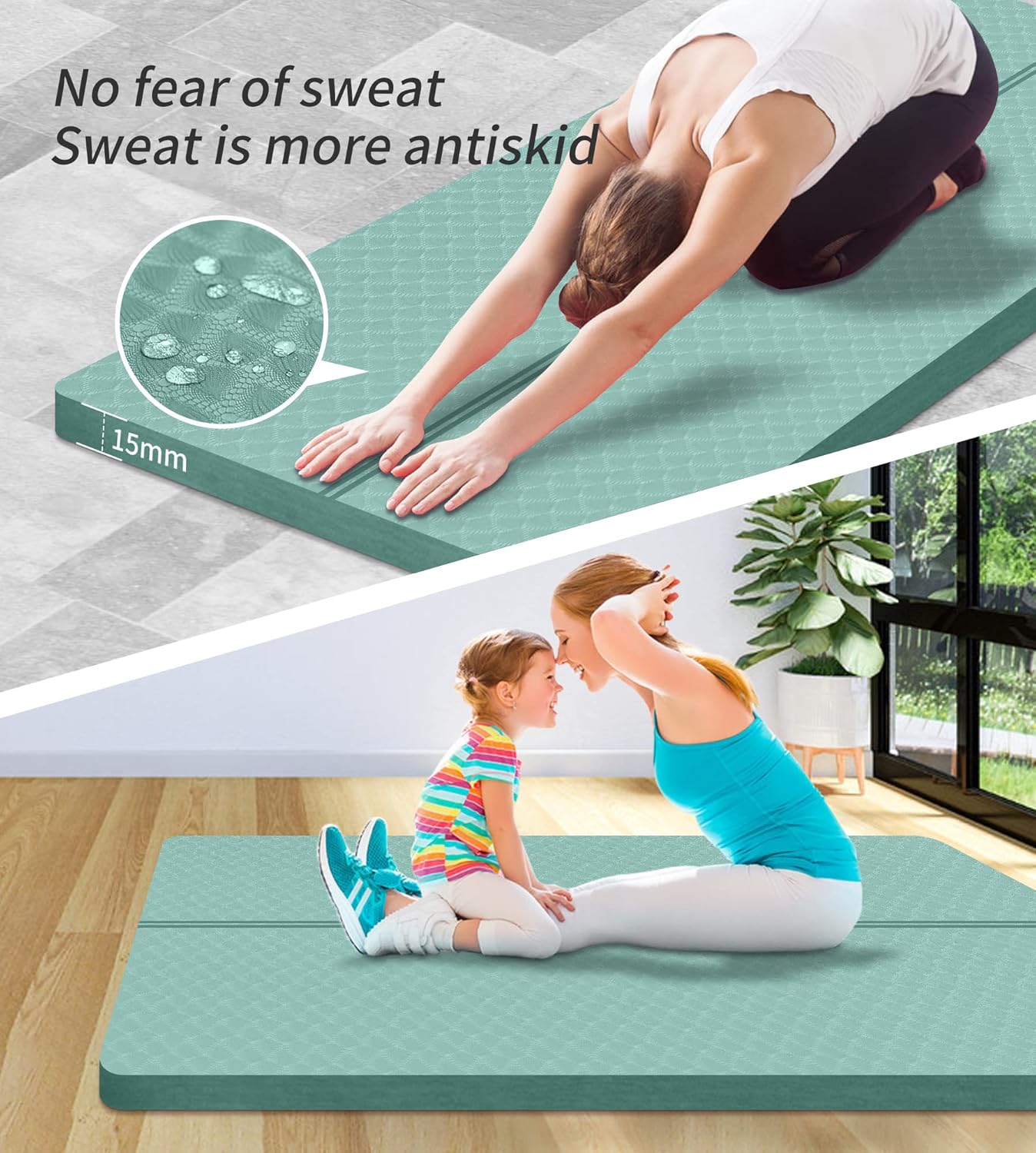 nuveti Large Exercise Mat - 15mm/20mm/30mm Thick Yoga Mat | Workout Mat for Fitness, Yoga, Pilates, Stretching & Floor Exercises for Women & Men with Free Carrying Bag