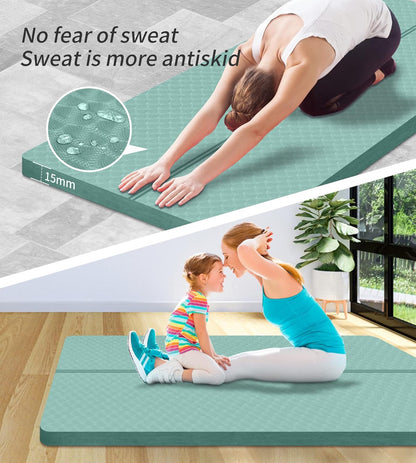 nuveti Large Exercise Mat - 15mm/20mm/30mm Thick Yoga Mat | Workout Mat for Fitness, Yoga, Pilates, Stretching & Floor Exercises for Women & Men with Free Carrying Bag
