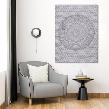 THE ART BOX Original Gold Tapestry Wall Hanging Mandala – Cotton Throw Tapestry – Boho Bedding White and Gold Medium Bedspread 54x60 Inches – Meditation & Yoga Rug Mat
