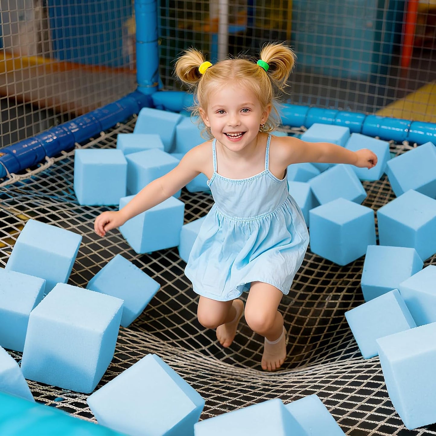 Foam Pit Blocks Foam Padding Sponge Pit Cubes Sponge Blocks for Amusement Park Gymnastics Freerunning and Parkour Courses - 24PCS 5" x 5" x 5" (Dark Blue)