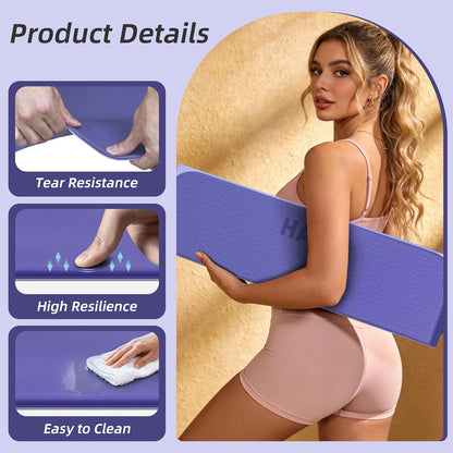 HAHE Foldable Yoga Exercise Mat, 74"Lx32"Wx1/3"Thick, TPE Multi-purpose Workout Mats with Non-slip Surface, Portable for Yoga/Pilates/Studio/Home Gym