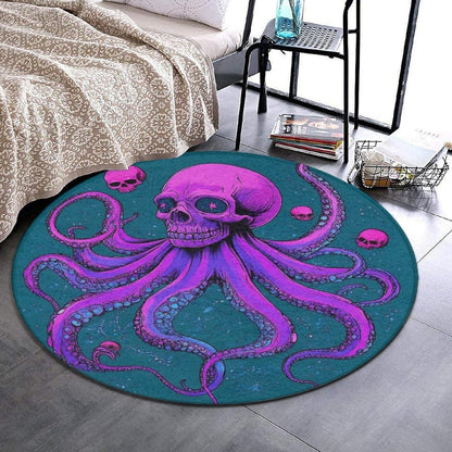 Home Decor Non Slip Kitchen Office Circle Rug, Machine Washable Modern Round Area Rug, Room Sofa Yoga Soft Round Carpet Purple Galaxy Trippy Space Astronaut Art, 36inch