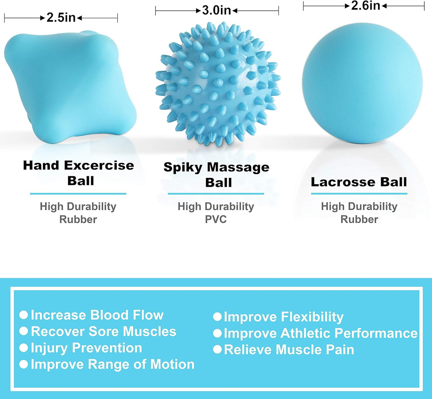 Posture Magic Massage Ball Kit for Myofascial Trigger Point Release & Deep Tissue Massage - Set of 6 - Large Foam/Small Foam/Lacrosse/Peanut/Spiky/Hand Exercise Ball (Purple)