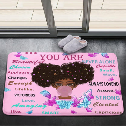 Black Girl Area Rug for Bedroom African Black Girls Floor Rugs for Living Room Playroom Cartoon Art Home Decor Soft Yoga Mats for Women Afro Purple 47" x 31" (2.7 x 3 Feet)