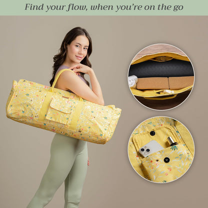 Maison d' Hermine Yoga Mat bag, Cylindrical bag for Woman&Men, yoga mat Bag &Adjustable shoulder straps Yoga Mat Carrier Bag with Drawstring Water Bottle Pocket and zipper pocket Easter Gifts