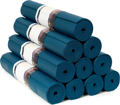 Voyage Yoga Mat, 10 Pack, 72" x 24" Professional Studio and Gym Bulk Yoga Mats, 5mm Thick, Durable, Anti-Tear, Non Slip Fitness and Exercise Mats