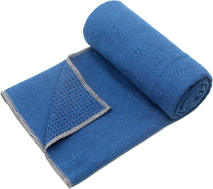 Eunzel Yoga Towel,Hot Yoga Mat Towel with Grip Dots Sweat Absorbent Non-Slip for Hot Yoga, Pilates and Workout 24" x72", Purple & Blue