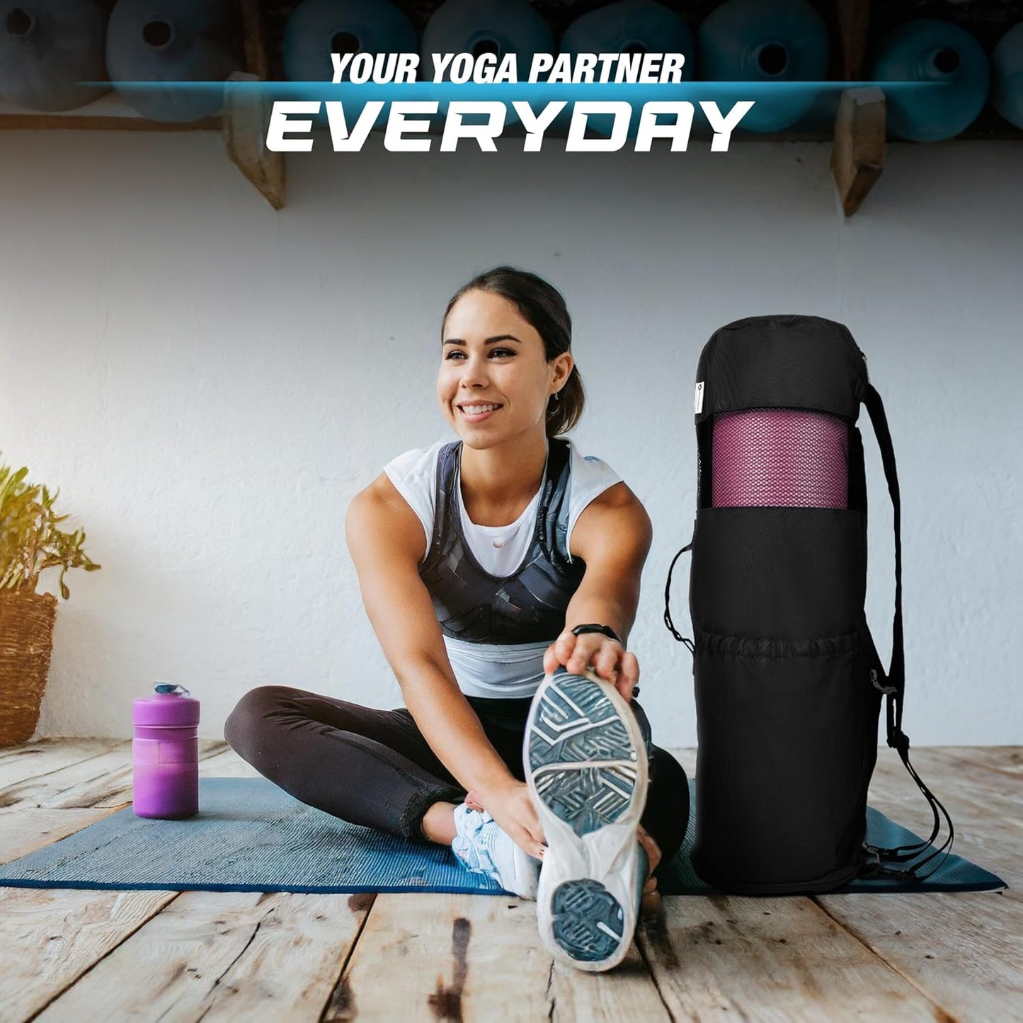 MAGNILAY Yoga Mat Bag - for Women and Men, Yoga Bag with Pockets and Adjustable Strap, Yoga Mat Carrier, Fits Mats Blocks and Yoga Accessories for Workouts, (32" L)