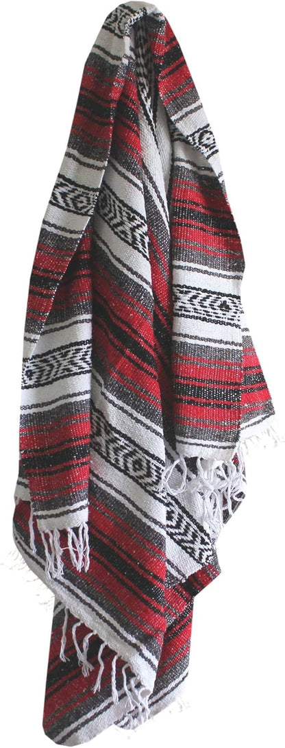 Del Mex Classic Mexican Blanket, Large Authentic Woven Falsa Throw (70"x50"), Artisan Southwest Décor for Beach, Yoga, Outdoors (Lavender)
