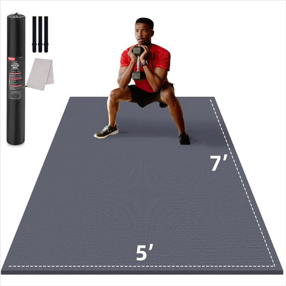 GymCope Large Exercise Mat for Home Workout,12‘x6’/10'x6'/9'x6'/8'x6'/7'x5'/6'x4' (7mm) Extra Thick Workout Mat, High-Density Gym Mat for Cardio, Jump Rope, MMA, Weights (Shoe-Friendly)