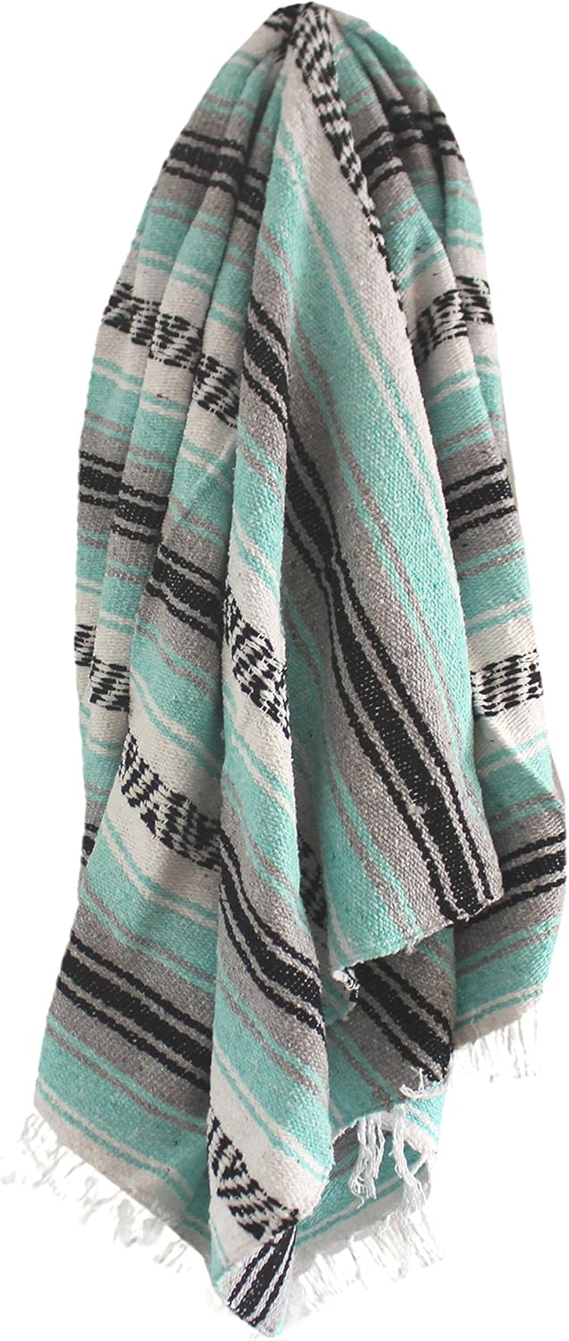 Del Mex Classic Mexican Blanket, Large Authentic Woven Falsa Throw (70"x50"), Artisan Southwest Décor for Beach, Yoga, Outdoors (Lavender)