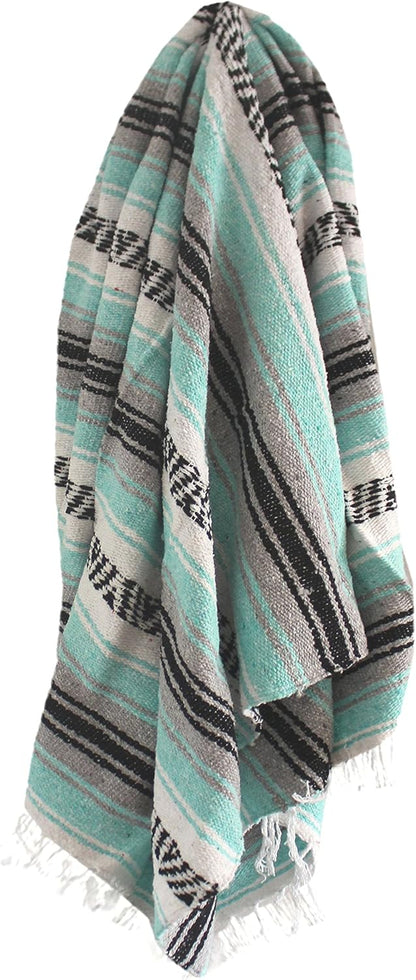 Del Mex Classic Mexican Blanket, Large Authentic Woven Falsa Throw (70"x50"), Artisan Southwest Décor for Beach, Yoga, Outdoors (Lavender)