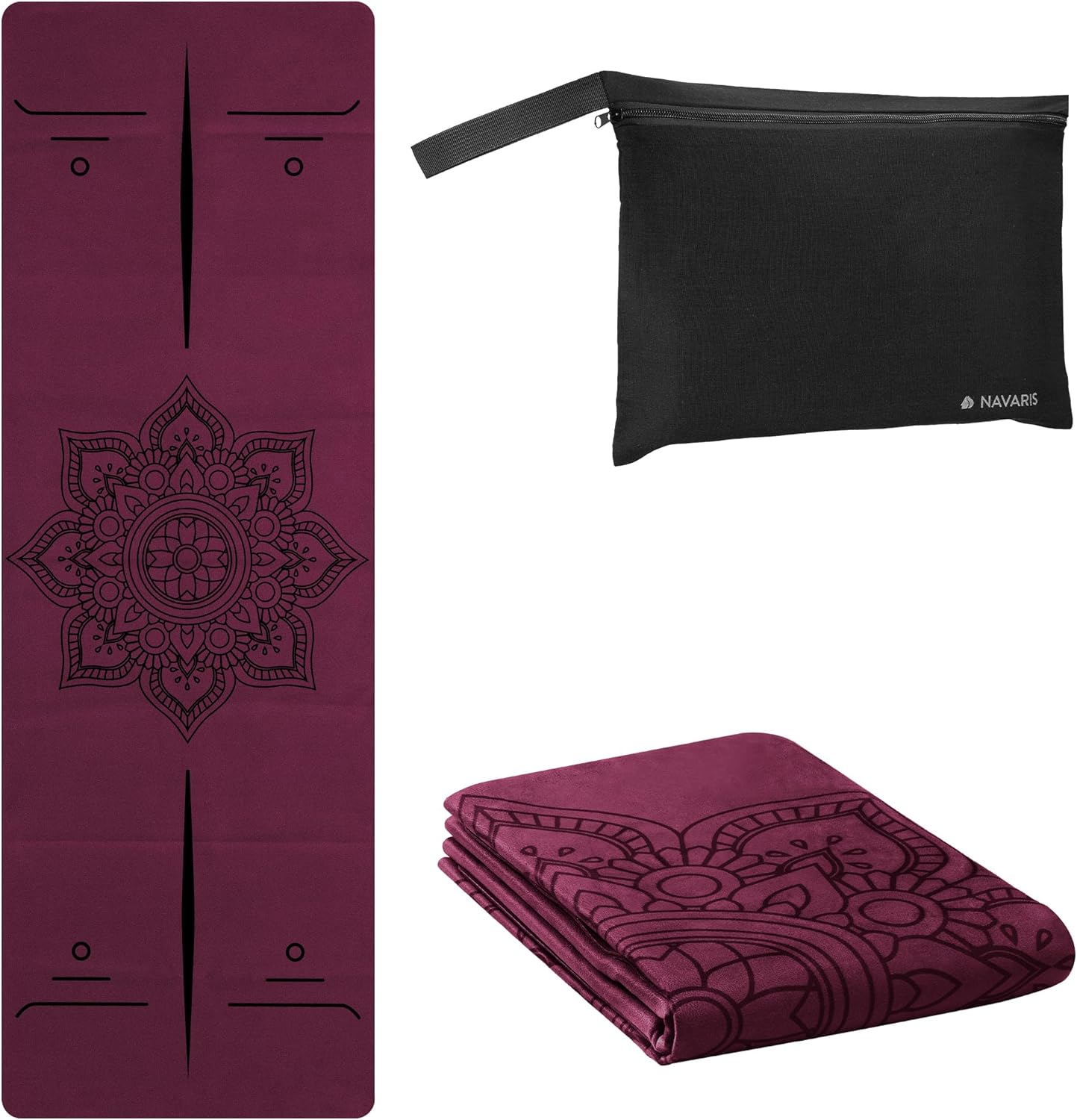 Navaris Foldable Yoga Mat for Travel - 1/16" (1.5mm) Thick Exercise Mat for Pilates, Workout, Gym, Fitness - Non-Slip Folding Portable Mat