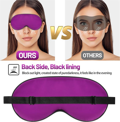 Sleep Mask, Silk Eye Mask for Sleeping with Adjustable Strap, Satin Blackout Sleeping Eye Mask for Men&Women, Comfortable Blindfold Eyeshade for Night Sleep(Black)
