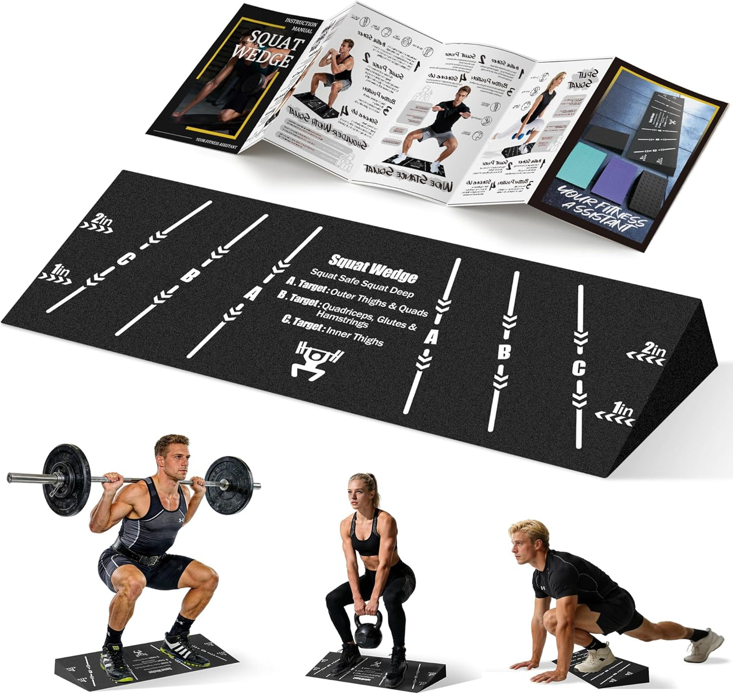 Squat Wedge Block One Piece: Heel Elevated Slant Board for Squats Weightliting Home Gym Squat Wedge