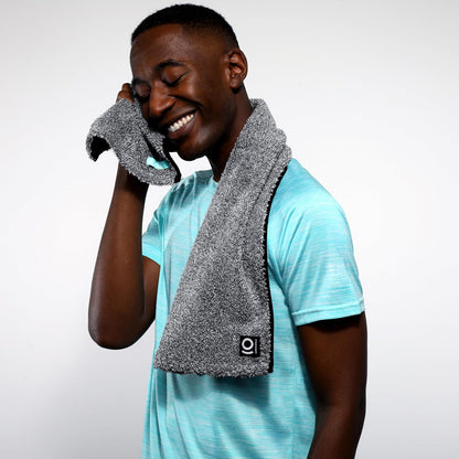 Facesoft Yoga Towel - Infused with Activated Charcoal to Detoxify and Sweat - Made with Eco-Friendly Aqua-Cotton Yarn - Biodegradable and Sustainable - All Ages