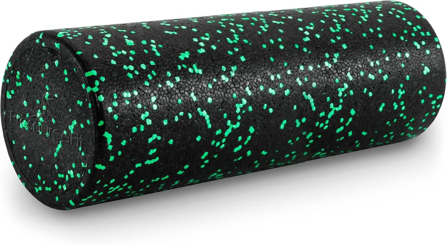 ProsourceFit High Density Foam Rollers 12 - inches long, Firm Full Body Athletic Massage Tool for Back Stretching, Yoga, Pilates, Post Workout Muscle Recuperation, Black