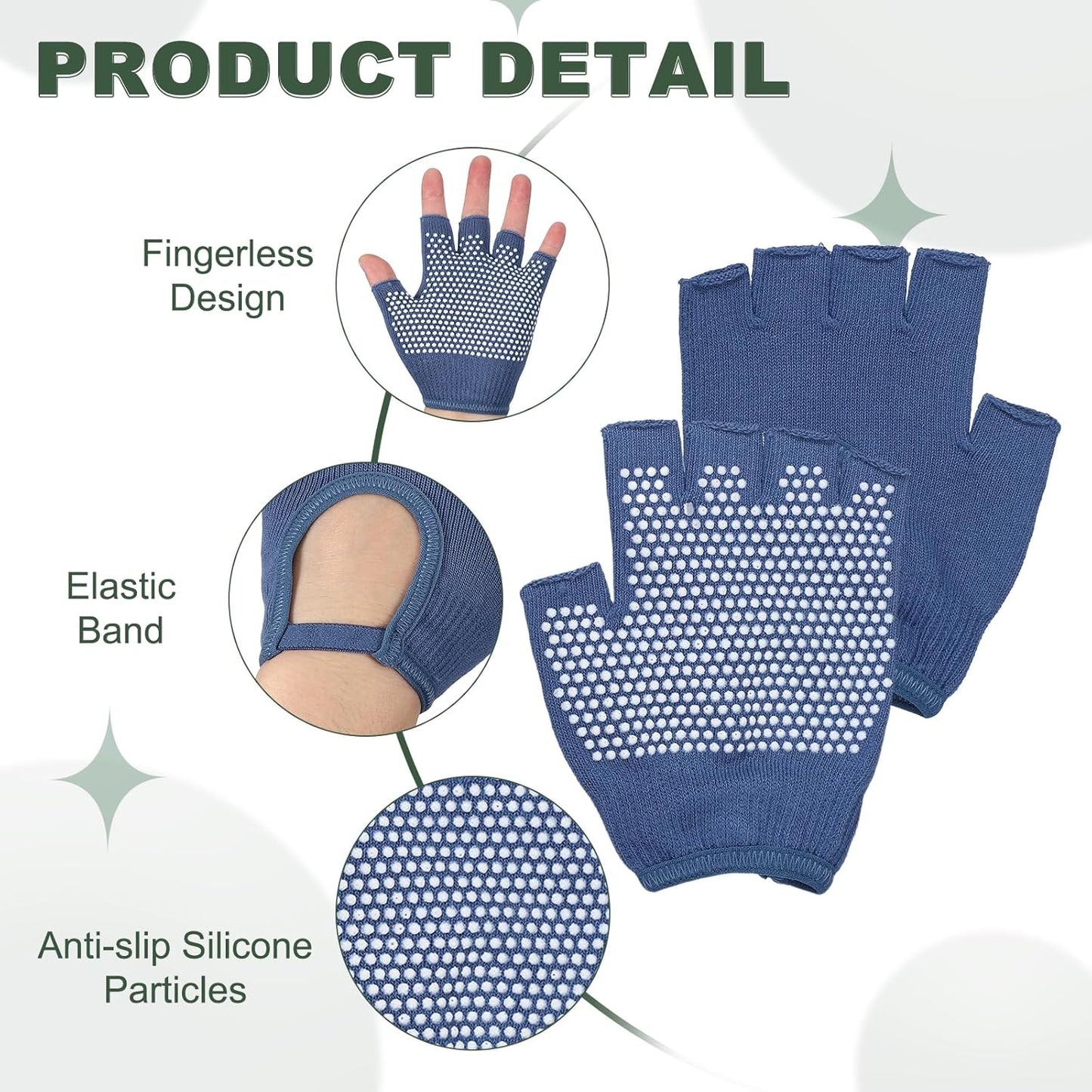 Yoga Gloves, Non Slip Fingerless Pilates Gloves Breathable Exercise Workout Mittens