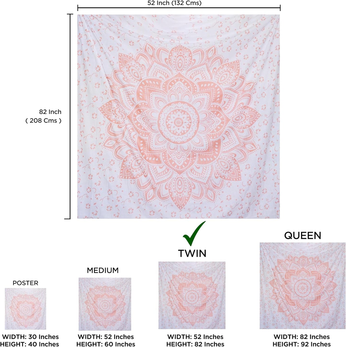 raajsee Indian Cotton Green Tapestry Mandala Wall Hangings- Tapestry For Bedroom - Indie Wall Tapestry Hippie Room Decor - Boho Small Tapestrys Aesthetic 30x40 Inches