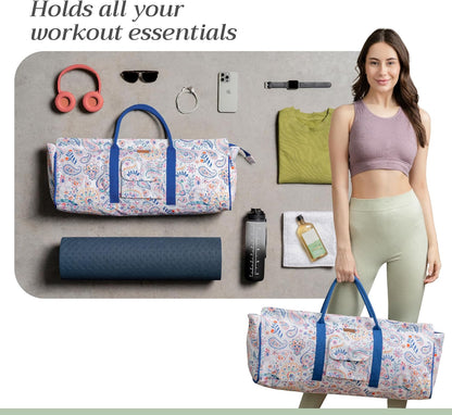 Maison d' Hermine Yoga Mat bag, Cylindrical bag for Woman&Men, yoga mat Bag &Adjustable shoulder straps Yoga Mat Carrier Bag with Drawstring Water Bottle Pocket and zipper pocket Easter Gifts