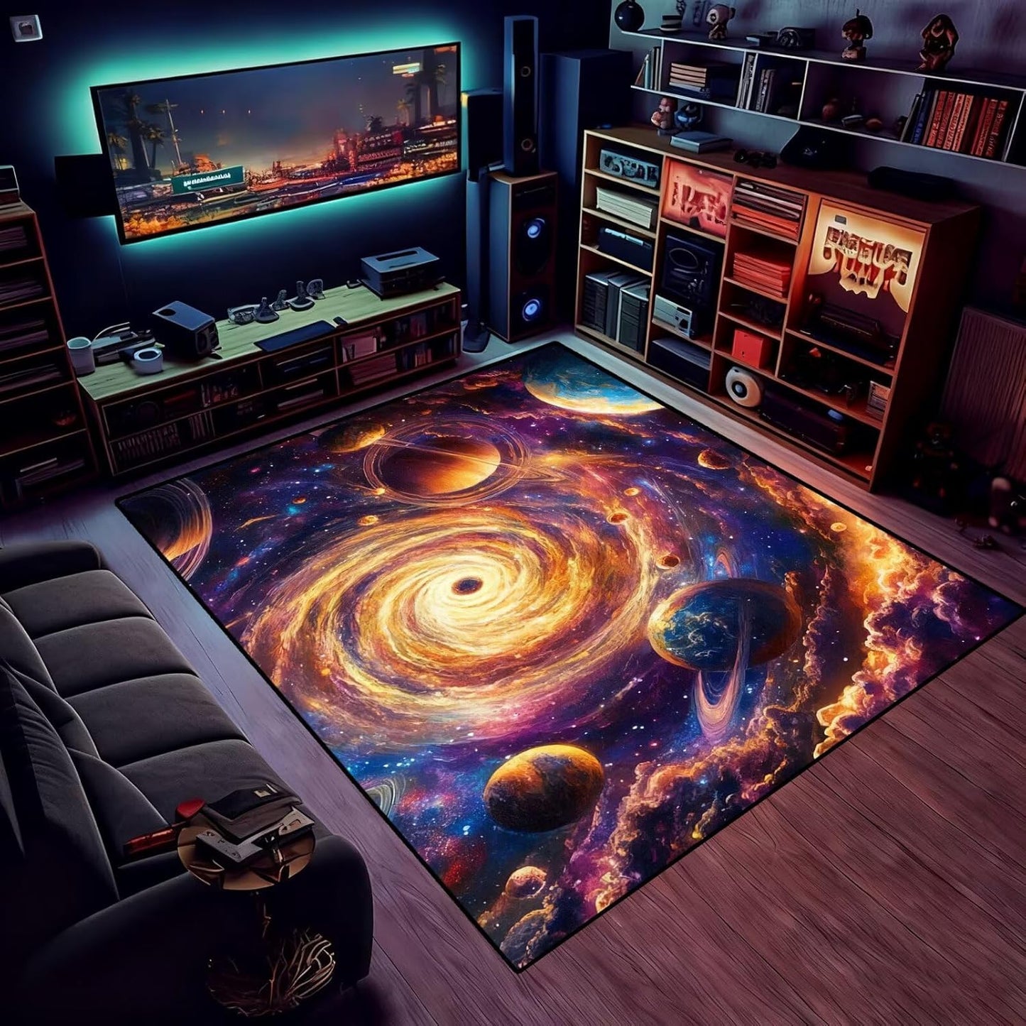 5' X 7' Queen and King Rug Black Grey Area Rugs Dining Living Room Bedroom Kitchen Office Yoga Room Washable Floor Mat Doormats Throw Rug Carpet Room Decor