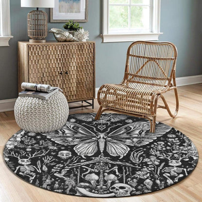Machine Washable Modern Round Area Rug, Room Sofa Yoga Soft Round Carpet, Home Decor Non Slip Kitchen Office Circle Rug Trippy Rainbow Mushroom Tie Dye Art, 60inch