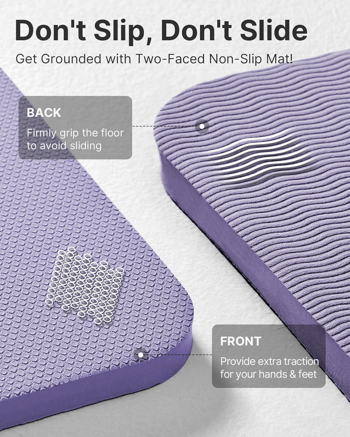 YOTTOY Yoga Mat，Extra Thick Yoga Mat (1/2inch),Professional TPE Exercise Mat,Non-Slip Workout Mat for Yoga, Pilates, Fitness, Barefoot Workouts, Home Gym Studio with Strap