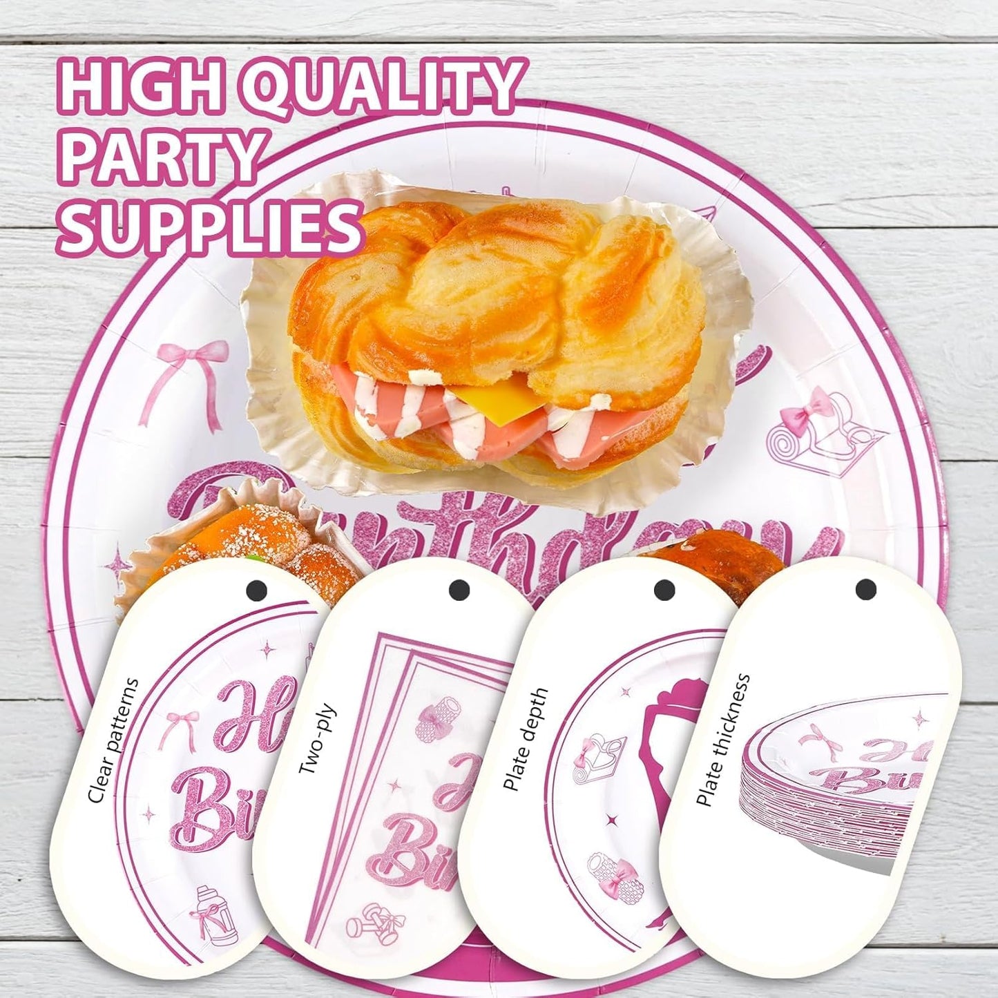 96 Pcs Pilates Yoga Birthday Party Decorations Pink Bow Yoga Pilates Plates and Napkins Disposable Sports Fitness Theme Tableware Set for Women Girls Gym Birthday Baby Shower Party Supplies Serves 24
