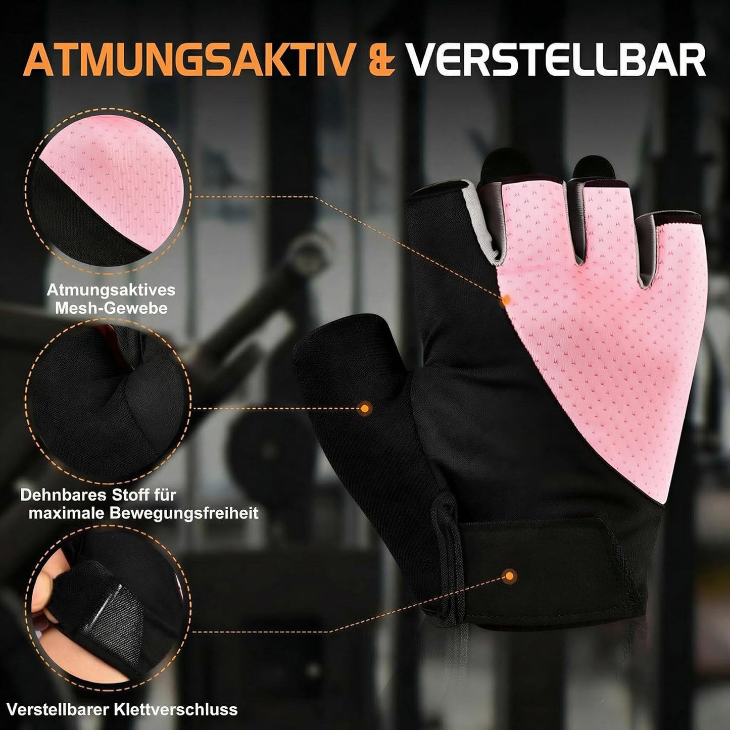 sunnex Workout Gloves for Women - Breathable Weight Lifting Gloves with Non-Slip Silicone Padding, Fingerless Gym Gloves for Cycling, Rowing, Pull Ups & Training (4 Sizes)