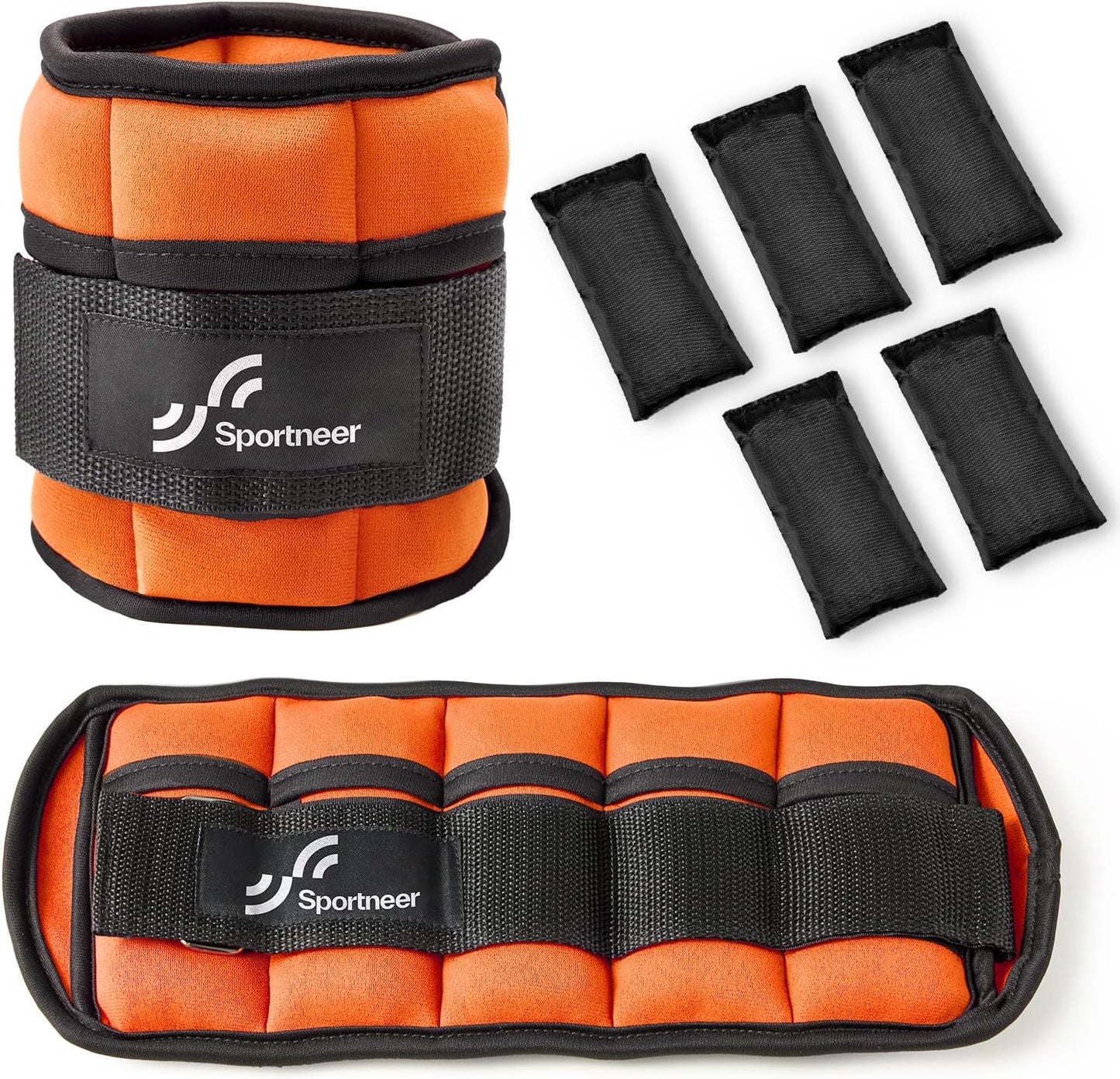 Sportneer Adjustable Ankle Weights Set - 1 Pair (2-10 lbs) Removable Sandbags for Women & Men, Comfortable Neoprene Leg Weights for Walking, Running, Pilates, Yoga, Home Workout & Physical Therapy