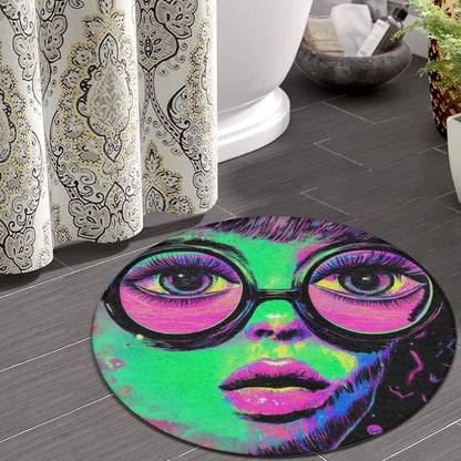 Machine Washable Modern Round Area Rug, Room Sofa Yoga Soft Round Carpet, Home Decor Non Slip Kitchen Office Circle Rug Union Jack Flag UK Mandala Art, 60inch