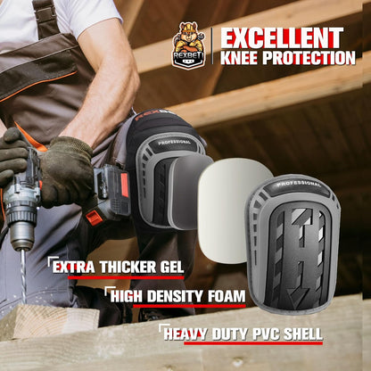 REXBETI Knee Pads for Work, Construction Knee Pads for Men, Heavy Duty Comfortable Anti-slip Foam Gel Knee Pads for Gardening Flooring and Cleaning, Strong Stretchable Straps, Orange