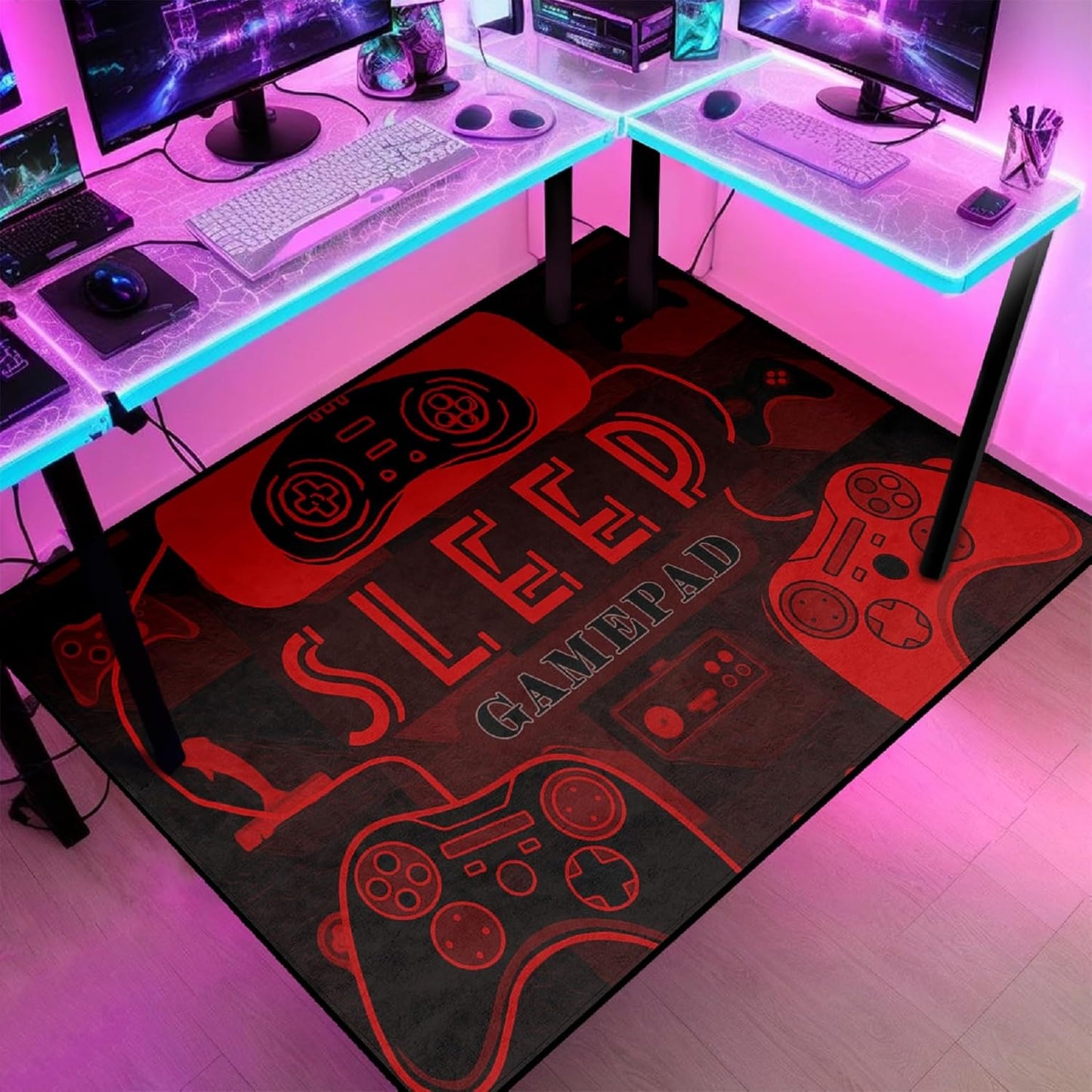Game Controller Rugs for Bedroom Boys Living Room Gamer Gamepad Red Carpets Floor Mat Player Indoor Mats Gaming Art Design Home Decor Crystal Doormat Yoga Mats 3'x5'