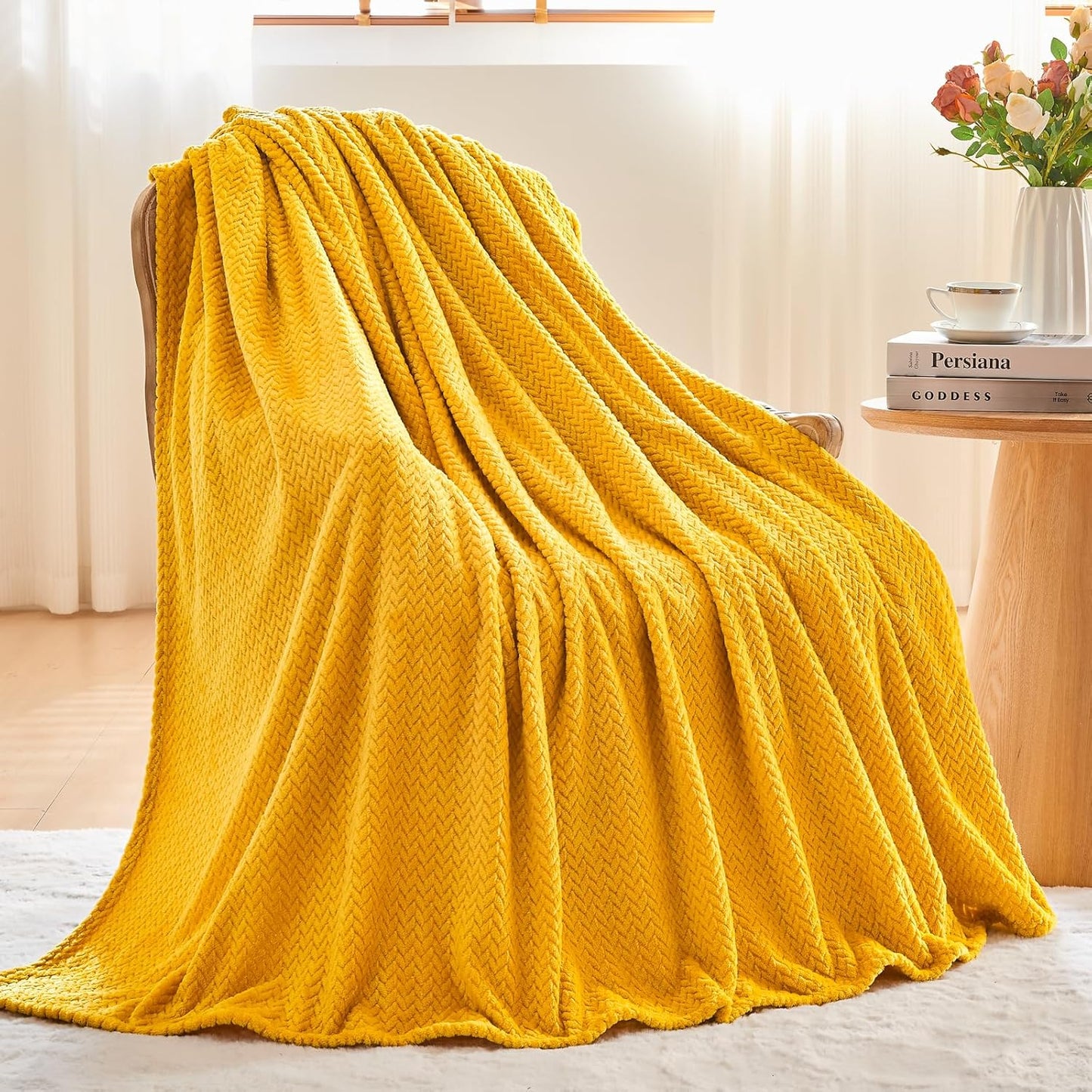 NEWCOSPLAY Super Soft Throw Blanket Light Purple Premium Silky Flannel Fleece Leaves Pattern Lightweight Bed Blanket All Season Use (Light Purple, Throw(50"x60")) - Colors B