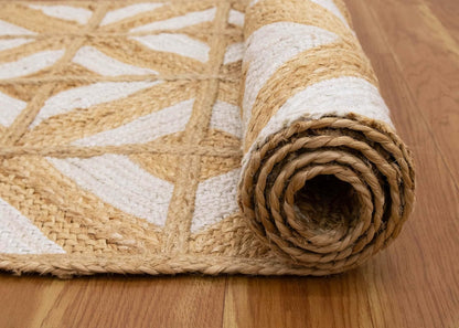 Kilim Area Rug 2x3 Flatweave Hand Braided Jute Offwhite Beige Design Handmade Boho Thick 0.27" Geometric Pattern Carpet Sisal Jute Rug Indoor Outdoor Use Rugs for Bedside, Kitchen, Yoga Mat - Colors C