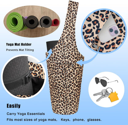 Yoga Mat Bag - Large Opening Long Tote Yoga Mat Carrier Holder Bag with Waterproof Wet Zipper Pocket and Drawstring Water Bottle Pocket - Yoga Bag Fit Most Size Mats