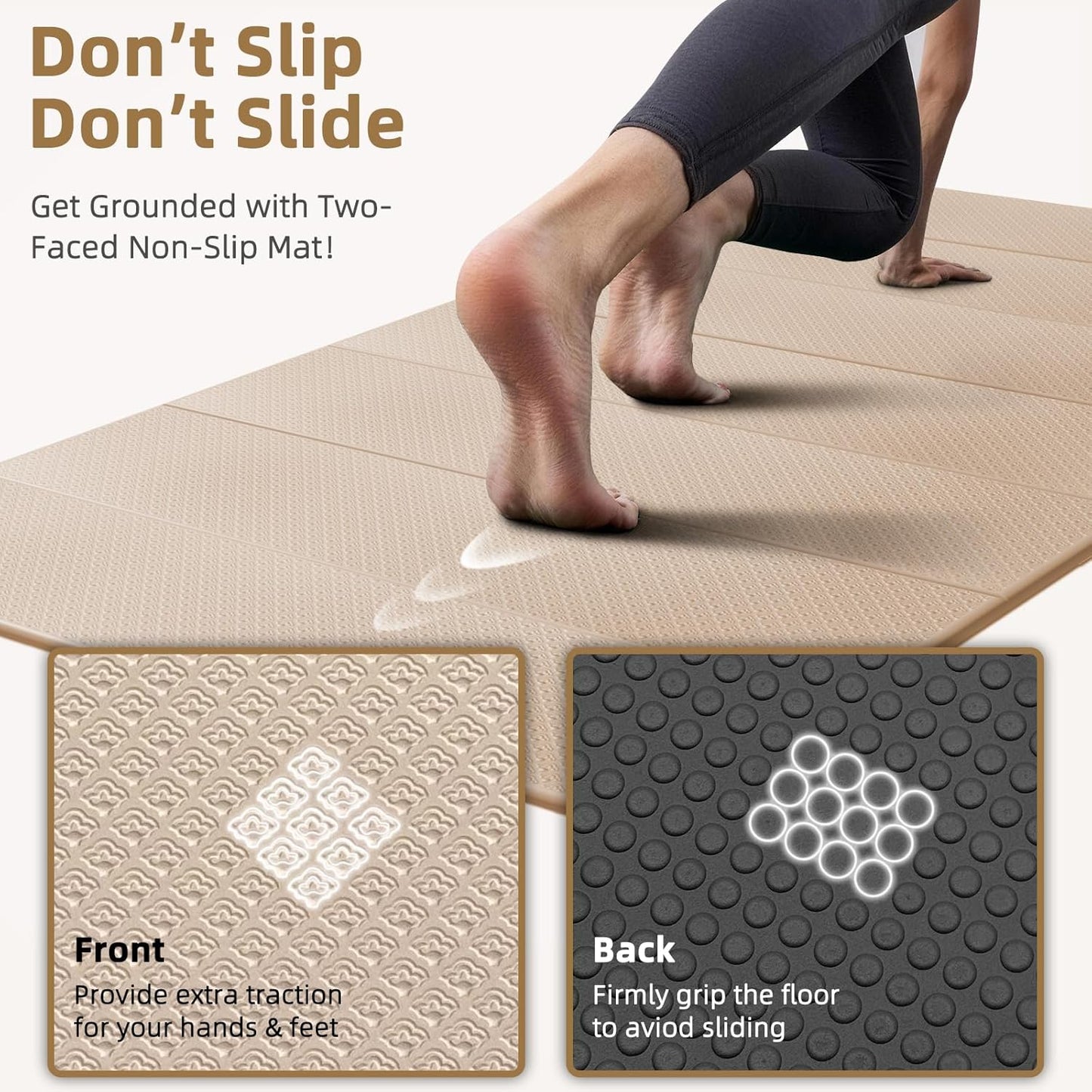 Large Yoga Mat, 74"x47.2" Extra Wide & Long Foldable Yoga Mat, 0.4" Thick Folding Yoga Mat, 2-Person Workout Mat for Home Gym, Extra Large Non-Slip Fitness Mat for HIIT, Yoga, Stretching, Portable Design for Easy Storage