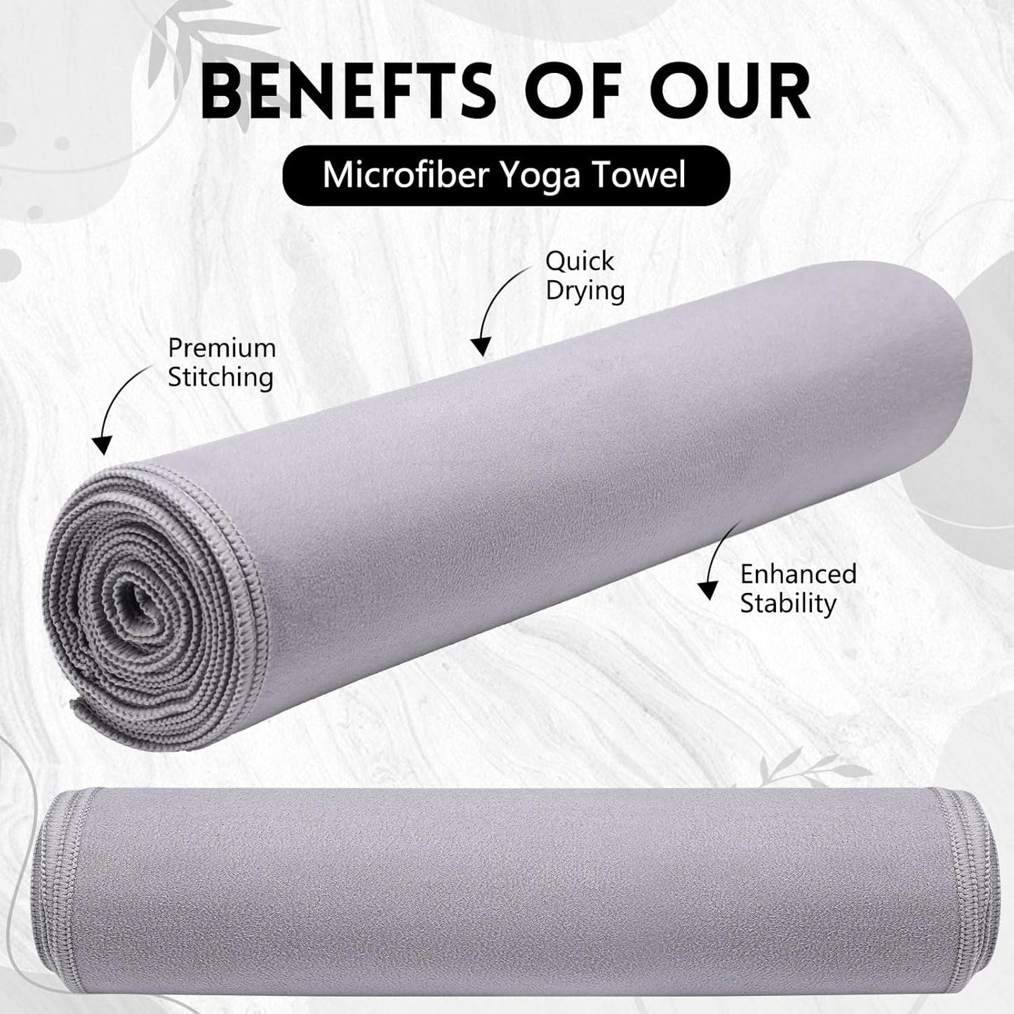 Breling 4 Pack 72" x 24" Hot Yoga Towel Non Slip Microfiber Mat Towel Sweat Absorbent Soft Pilates Mat Essentials for Hot Yoga Pilates Exercise(Light Grey)