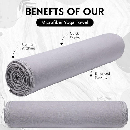 Breling 4 Pack 72" x 24" Hot Yoga Towel Non Slip Microfiber Mat Towel Sweat Absorbent Soft Pilates Mat Essentials for Hot Yoga Pilates Exercise(Light Grey)
