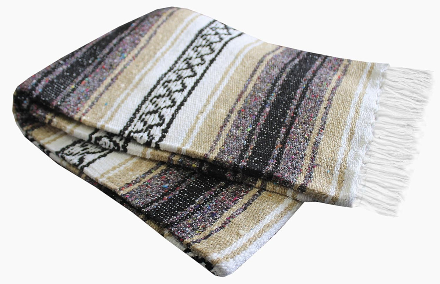 Del Mex Classic Mexican Blanket, Large Authentic Woven Falsa Throw (70"x50"), Artisan Southwest Décor for Beach, Yoga, Outdoors (Lavender)