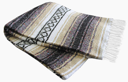 Del Mex Classic Mexican Blanket, Large Authentic Woven Falsa Throw (70"x50"), Artisan Southwest Décor for Beach, Yoga, Outdoors (Lavender)
