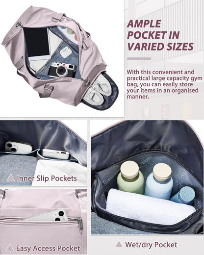 Gym Bag Womens Mens with Shoes Compartment and Wet Pocket Travel Duffel Bag for Women for Plane Sport Gym Tote Bags Swimming Yoga Waterproof Weekend Overnight Carry on Bag Hospital Holdalls - Colors C