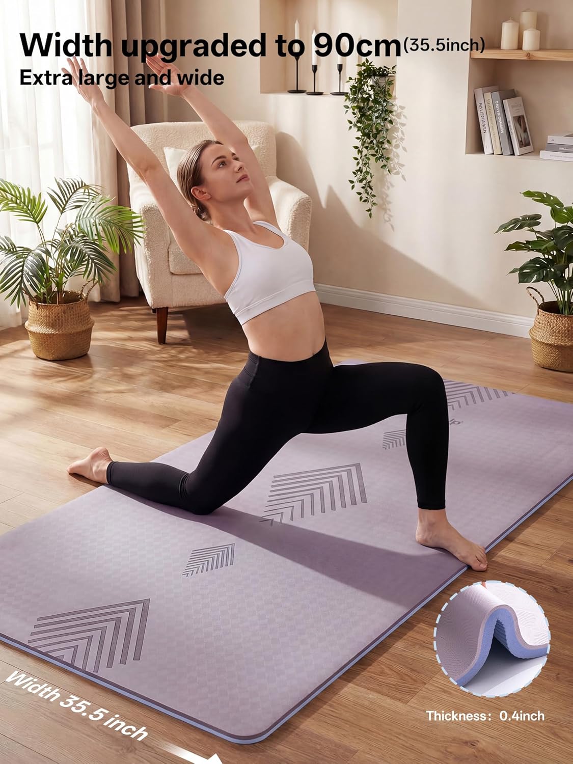 EaseUp Large yoga mat,73’x35.5’x0.4’,extra thick and wide,10mm pilates mat,non-slip exercise mat,workout mats for home gym