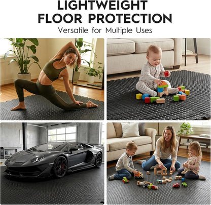 18 Tiles Puzzle Exercise Mat, 12.6" x 12.6" x 0.4", 18 Sq Ft EVA Interlocking Foam Floor Tiles, Non-Slip, Protective, Water-Resistant Flooring for Home Gym & Workout Equipment