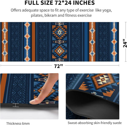 nuveti Yoga Mat Print Extra Thick TPE Non Slip Fitness Exercise Mat with Carrying Bag,72"x24" Extra Thick 6MM Exercise & Workout Mat for Yoga, Pilates Fitness and Floor Exercises - Colors A