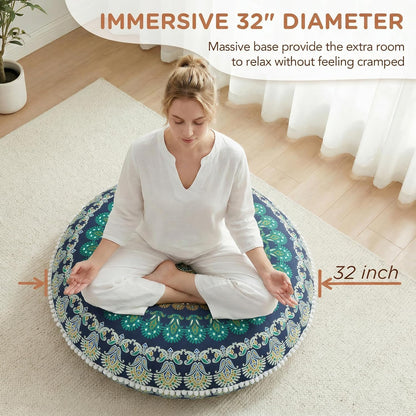 Codi Meditation Floor Pillow Set of 2, Round Large Pillows Seating for Adults, Bohemian Mandala Circle Cushion for Outdoor Fireplace Yoga Living Room, 32 Inch, Memory Foam Added, Purple Orchid NEW