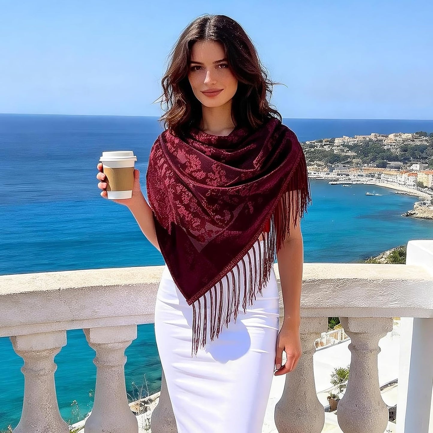 E-Clover Lace Shawl Velvet Scarfs Shawls and Wraps for Evening Dresses Wedding Shawl Wraps for Dress Accessories Winter